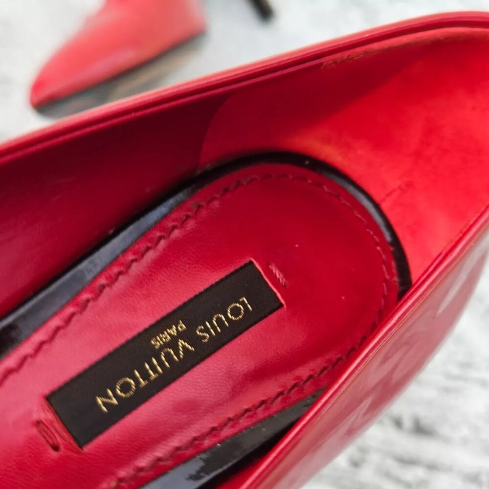 Louis Vuitton Women Pumps Heel Shoes Red Patent Leather Size 36 Made in Italy - Picture 9 of 12